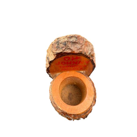 🪵 Vintage Lake Ozark MO Wooden Bark Toothpick Holder Rustic Souvenir - Picture 2 of 4